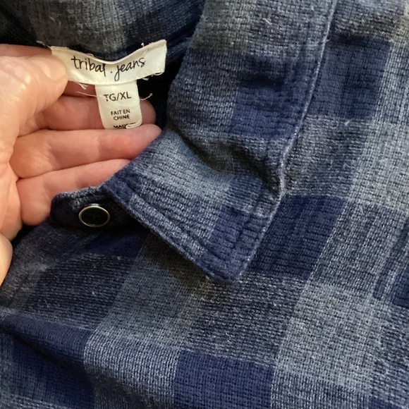 NWOT Tribal jeans blue plaid button up shirt size XL - Picture 2 of 9